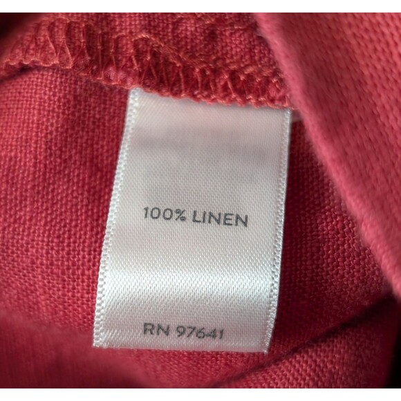 J Jill Wide Leg Crop Linen Pants Size L Petite Red Semi Elastic Waist Flat Front - Picture 4 of 10